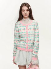 Colorblock Cherry Fair Isle Knit Cardigan Sweater - COPPING THREADS - CHICISLAND